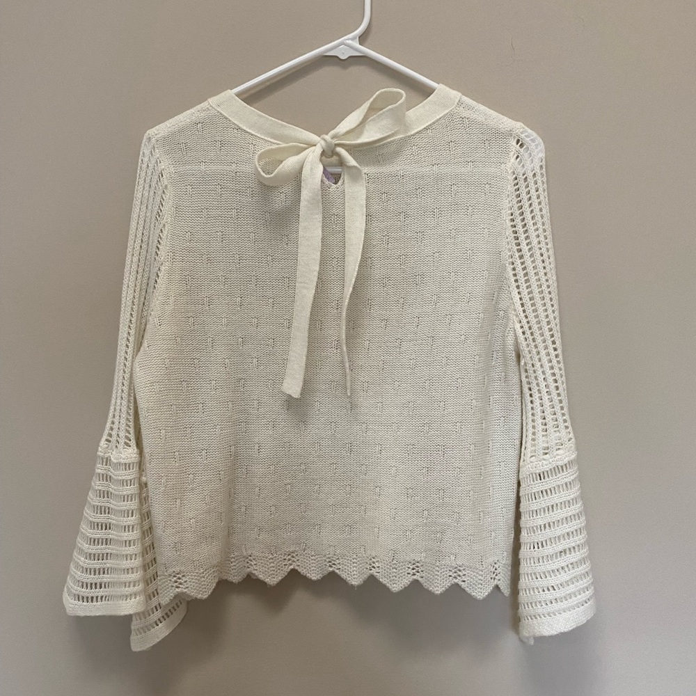 Alya white cropped sweater. Bell sleeves.